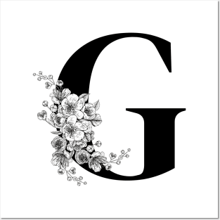 G alphabet Botanical cherry blossom sakura flowers Posters and Art